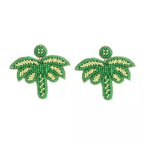 Pendientes de alta calidad con forma de árbol verde, bordados a mano, para novias, joyería de moda para mujeres y niñas, con diseño. - Product Image 1