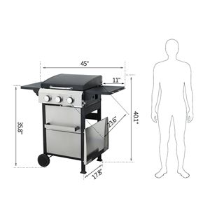 Parrilla de Gas Propano con 3 Quemadores, 36900 BTU de Potencia, Rejillas de Cocción de Hierro Esmaltado, Laterales Plegables y Plancha de Acero Inoxidable para Barbacoa al Aire Libre - Product Image 4