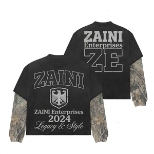 Camisa Formal de Doble Capa, Cuello Redondo, Ecológica y Transpirable, de Mezcla de Algodón Premium de 220 GSM, Color Negro, con Impresión de Logotipo Personalizado - Product Image 1