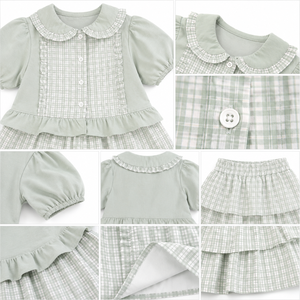 Girls Plaid Ruffle Top & Tiered Skirt Set | <b>Peter</b> <b>Pan</b> Collar Two-Piece <b>Outfit</b> - Product Image 3
