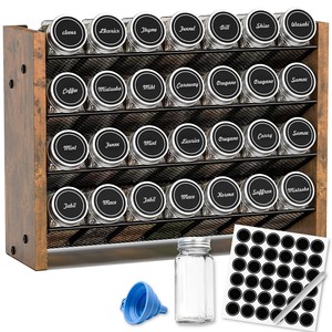 Handcrafted Teak <b>Wood</b> Spice Rack with 30 Glass Jars | Wholesale Kitchen Organizer - Product Image 2