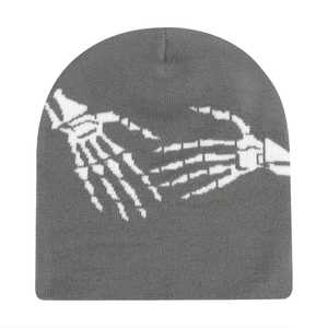 Unisex Black Beanie Hat With Green Skeleton Hands Pattern 100% Acrylic Knitted <b>Winter</b> <b>Cap</b> Casual Street Style Adult 56-58CM - Product Image 6