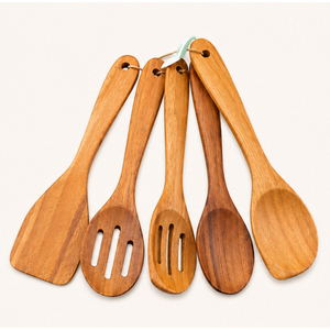 Wooden Cooking Spoons <b>Set</b> Eco-Friendly Non-Stick Kitchen Utensil <b>Set</b> with Spatula Heat Resistant Wood Cookware Tools for Home - Product Image 5