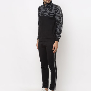 Men's Black Sporty Tracksuit Full <b>Zip</b> Hooded <b>Jacket</b> With White Stripe And Matching Pants Breathable Polyester Autumn Wear 2026 - Product Image 5