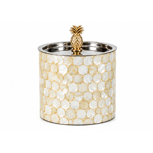 Luxury Mother of Pearl <b>Ice</b> Bucket with Gold Pineapple Lid Wholesale Stainless Steel Double Wall Wine Chiller Bucket for Bar - Product Image 1