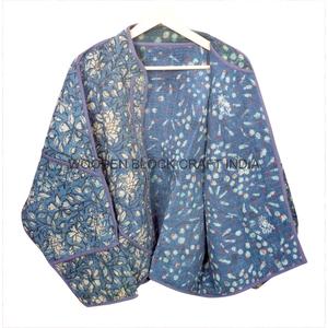 เสื้อแจ็คเก็ตผ้าฝ้ายวินเทจ 100% งานควิลท์มือ คอจีน ระบายอากาศได้ดี เป็นมิตรกับสิ่งแวดล้อม แห้งเร็ว ใช้ได้ทุกฤดู ผลิตโดยช่างฝีมือชาวอินเดีย - Product Image 5