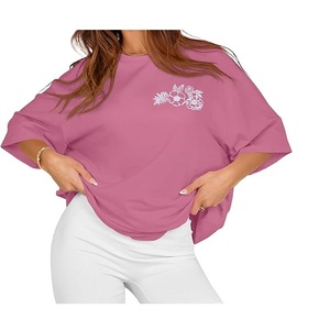 Nouvelle Collection T-shirt Décontracté Femme Imprimé Numérique 100% Coton Manches Courtes Nouveau Design Grande Taille Épaules Tombantes Confortable - Product Image 4