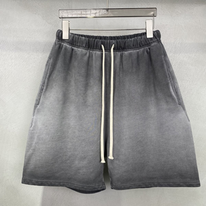 Premium Quality Unisex <b>Bleached</b> Fleece Shorts Elastic Waist Drawstring Casual Summer Beach Lounge Athletic Streetwear - Product Image 1