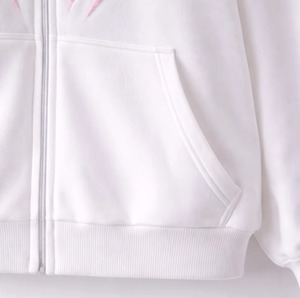 Sudadera con Capucha Blanca con Estampado de Araña Rosa, Logotipo Bordado, Impresión Digital, Ecológica, Casual, Unisex, Invierno, Impermeable - Product Image 4