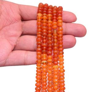 Cuentas redondas lisas de cornalina natural de 5mm y 7mm, cuentas pulidas de piedra naranja para la fabricación de joyas, collares y pulseras. - Product Image 4