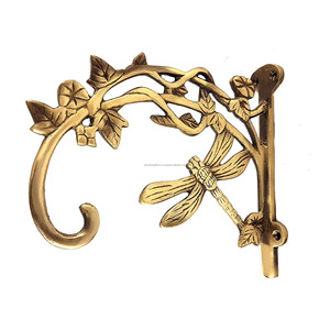 Soporte de cortina montado en la pared de aluminio con acabado de oro antiguo Diseño Floral y libélula Calidad Premium para la decoración del hogar - Product Image 1