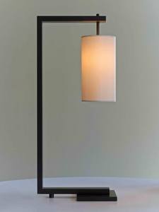 Modern Minimalist <b>LED</b> Table Lamp E27/E26 AC <b>Wire</b> Rectangular Metal Frame Fabric Shade Warm <b>Light</b> for Hotel Bedside Floor Lamp - Product Image 5