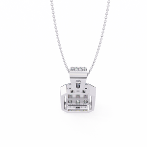 White Gold <b>Emerald</b> Cut Diamond <b>Pendant</b> With Halo Setting GIA Certified For Women's Engagement Jewelry Classic Style - Product Image 4