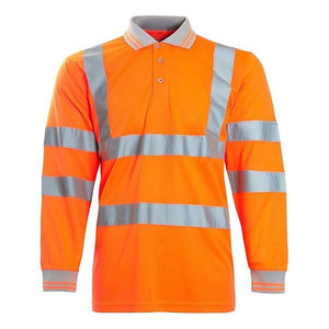 Polo de travail haute visibilité à manches longues de qualité supérieure, réfléchissant, pour la sécurité, les travaux en extérieur et la construction - Product Image 1