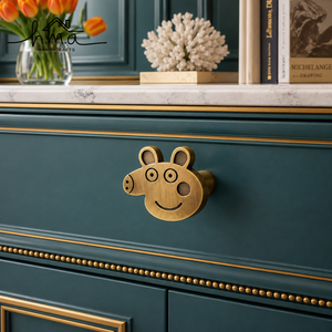 Zinc Alloy T-Shaped Brushed Cute <b>Animal</b> Cabinet <b>Knob</b> Handcrafted Gold Finish Decorative <b>Drawer</b> Pull Furniture Hardware Handle - Product Image 1
