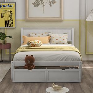 Letto matrimoniale in legno bianco con cassetti sotto il letto - Product Image 3