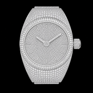 Reloj de Lujo para Hombre con Movimiento de Cuarzo, Bisel de Acero Inoxidable con Incrustaciones de Diamantes, Correa de Caucho y Oro Blanco - Product Image 2