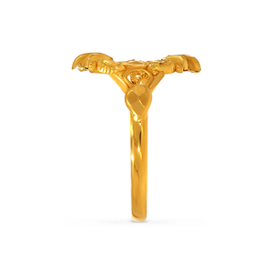 Bague en or pour femme Evercherish Gold Baby Ring, luxe, or 18 carats, motif floral en forme de feuille, ovale classique au centre, bijoux en or traditionnels pour mariage - Product Image 4