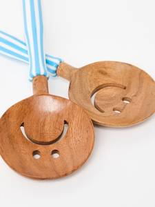 Ensemble de cuillères à salade en bois d'acacia avec manche en résine, fabriqué à la main, écologique, passe au lave-vaisselle, cuillères de service manuelles pour la cuisine et la salle à manger - Product Image 4