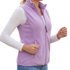 Custom <b>Women's</b> Purple Polar Fleece <b>Vest</b> Stand Collar Full Zip Lightweight Warm Thermal Bodywarmer Sleeveless Jacket Coat OEM - Product Image 2