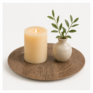 Assiette de Présentation Ronde Texturée Effet Bois Écologique pour Mariages, Fêtes et Décoration de Table d'Hôtel (Vente en Gros) - Product Image 4