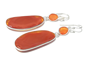 Natural Orange Banded Agate Dangle <b>Earrings</b> Solid 925 Sterling <b>Silver</b> Handmade IGI Certified Drop Gemstone Jewelry Gifts - Product Image 2