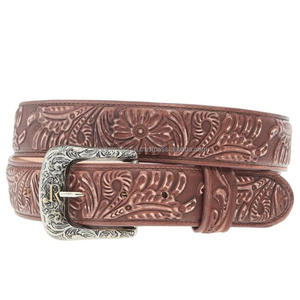 Custom Designer Leaf Embossed Black <b>Western</b> Hand Tooling <b>Belt</b> Floral Buckle Full Grain Leather Fashion <b>Belt</b> for Jeans - Product Image 2