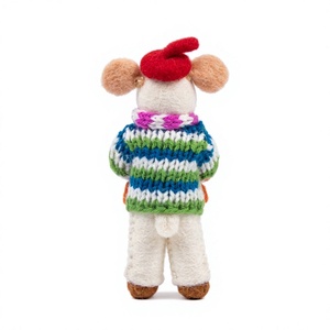 Handmade Eco-Friendly Traditional White <b>Felt</b> Mouse <b>Christmas</b> <b>Ornament</b> Animal Decor Wall Hanging Small Indoor Certified Wool - Product Image 4