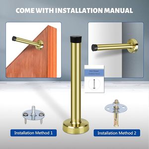 Luxury 6 Inch Solid Brass Wall Mounted <b>Door</b> Stop Heavy Duty <b>Door</b> Stopper with Rubber Bumper Satin Gold Finish <b>Door</b> <b>Protector</b> - Product Image 5