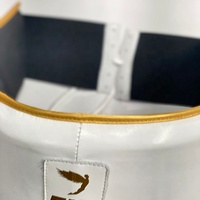 Protège-entrejambe de boxe en cuir blanc doré, le plus vendu, pour entraînement Muay Thai, protection personnalisée avec logo, haute sécurité pour le kickboxing et le MMA