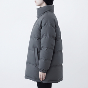 Chaqueta Larga Acolchada para Mujer Hawk Eye, Cuello Alto, Manga Larga, Abrigo de Invierno con Cierre de Cremallera, Color Sólido - Product Image 2