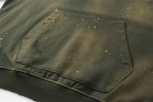 Sudadera con capucha de invierno para hombre, estilo urbano, vintage, con efecto desgastado, lavado ácido, de forro polar con patrón de puntos, y pantalones de chándal con efecto lavado a la piedra, personalizados OEM de talla grande - Product Image 2