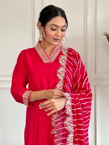 Nouvelle collection en vente en ligne, Kurtis brodés Chanderi pour femmes, robe légère de haute qualité, doublure en coton, Salwar pour soirée - Product Image 6