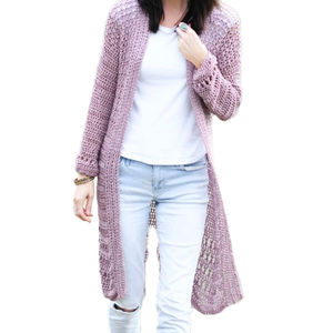 Cardigan léger en tricot crocheté pour femme, ouvert sur le devant, décontracté, printemps-été, en mélange de coton respirant, service OEM - Product Image 3
