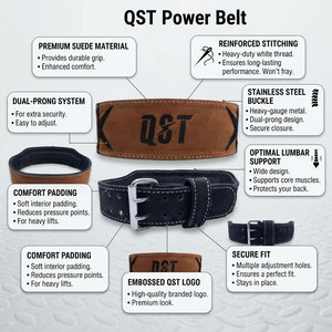 Ceinture de musculation professionnelle en cuir suédé de 4 pouces, respirante, durable, avec design réglable à ardillons, pour le soutien lombaire en salle de sport - Product Image 6