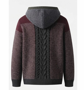 Vente en gros Sweat à capuche tricoté personnalisé avec strass pour homme, en coton épais, à épaules tombantes, coupe classique, imperméable, mode urbaine hiver - Product Image 5