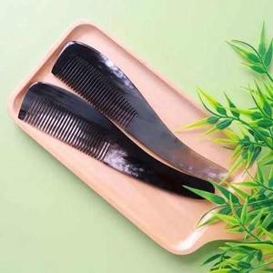 Peigne à cheveux en corne de buffle naturelle, fait à la main, antistatique, lisse et démêlant, soin des cheveux - Product Image 1