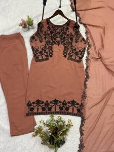 Elegant Embroidered Salwar Kameez Set with <b>Net</b> <b>Dupatta</b> for Women Traditional Casual Wear India Pakistan Style - Product Image 5