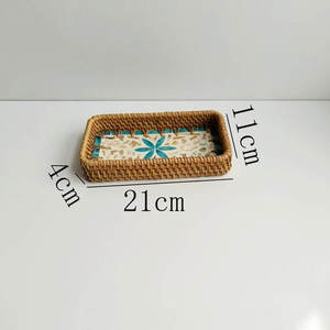 Bandeja de Servir Multifuncional de Ratán con Diseño Europeo y Decoración de Madreperla para Cocina y Sala de Estar - Product Image 4
