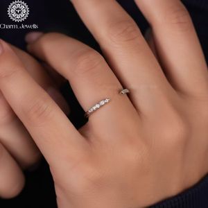 Charm Jewells Moissanite Eternity Band Engagement <b>Ring</b> 18K Gold Plated Prong Setting Brilliant Cut Women's Classic IGI Certified - Product Image 4