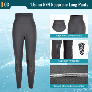 Combinaison de plongée 2 pièces pour femme en néoprène 1,5 mm, personnalisable OEM/ODM, avec fermeture éclair frontale, veste à manches longues et pantalon, protection UPF 50+, toutes saisons - Product Image 4