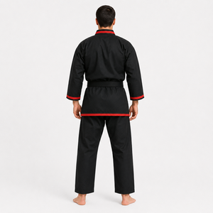 WAPRO INDUSTRY Kimono de Karate Negro con Ribete Rojo, Uniforme de Artes Marciales para Hombre, Corte Regular, Duradero, 100% Algodón, Ropa de Entrenamiento para Adultos - Product Image 3
