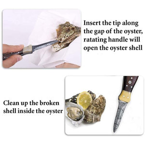 Cuchillo para Ostras de Acero de Damasco Personalizado de Alta Calidad con Mango Antideslizante, Herramienta Ecológica para Abrir Mariscos y Conchas - Product Image 5