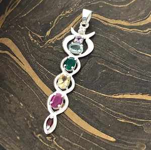 Multi-Color Gemstone 925 Silver Pendant Jewelry Minimalist Design for Unisex Everyday Wear - Product Image 2