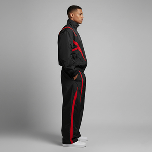 ชุดวอร์มผู้ชายผ้าฝ้ายแท้ 100% สำหรับฤดูหนาว พิมพ์ลายโลโก้ตามสั่ง สีดำล้วน แต่งขอบสีดำ สไตล์สตรีทแวร์ ระบายอากาศได้ดี ชุด 2 ชิ้น - Product Image 5