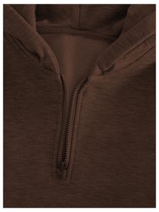 Sweat-shirts d'hiver unisexes à col demi-zippé et épaules tombantes 100% coton avec design personnalisable, coupe oversize, style streetwear, couleur unie - Product Image 5