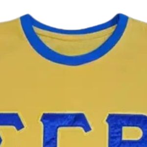 T-shirt Ringer Sororité Sigma Gamma Rho Lettres en Satin Noir Manches Courtes Femme Motif Lettres Grecques Décontracté Tendance Personnalisé - Product Image 5