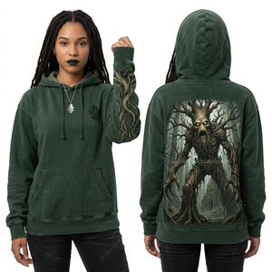 Sweat à capuche zippé personnalisé bleu roi délavé pour femme, imprimé graphique éclair, motif zombie électrique, en molleton vieilli, style streetwear - Product Image 3