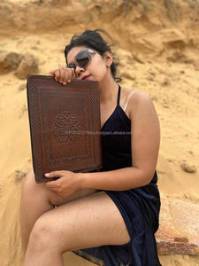 New Real Hand Tooled Extra Large Embossed Leather File <b>Folder</b> Boho Traditional Vintage Leather Travel Long Zip Document Holder - Product Image 5