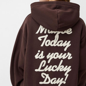 Sweat-shirt à capuche marron pour femme Perfectionists, coupe courte, manches longues, décontracté, couleur unie, en coton tricoté respirant, avec poche avant - Product Image 5